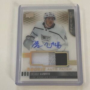 2019–20 Upper Deck Premier Rookie Auto Patch Blake Lizotte # /49 (Gold parallel)